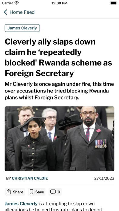 Capturas de tela do Daily Express