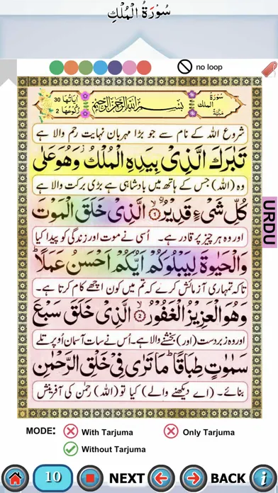 Capturas de tela do Surah Mulk with Sound