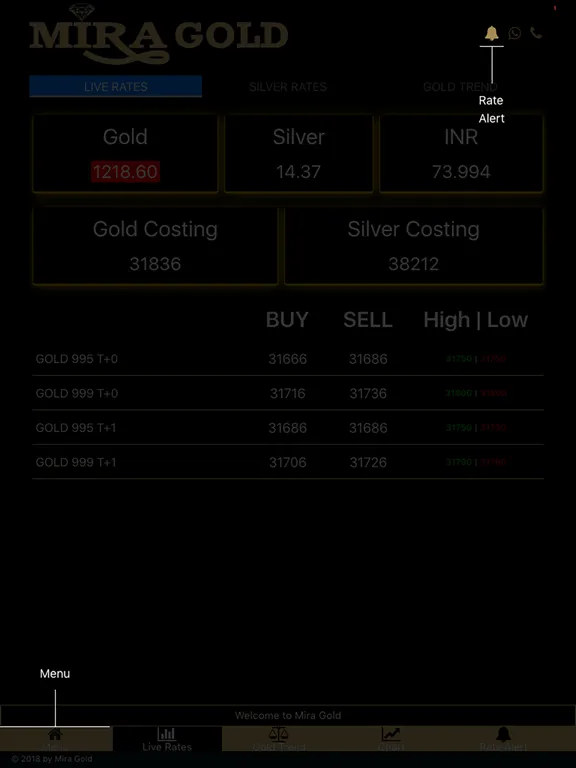 ภาพหน้าจอของ MIRA GOLD iPad 