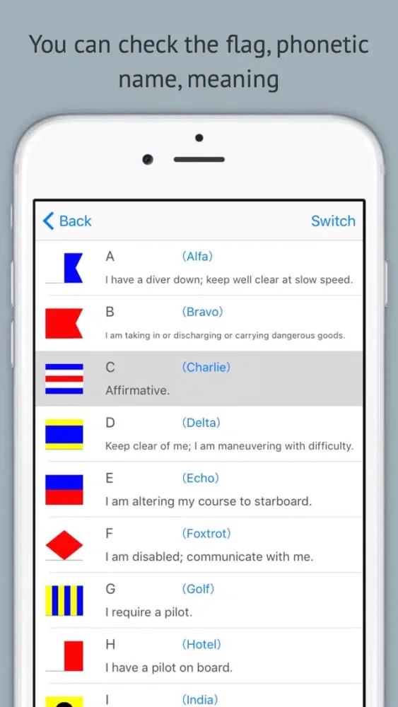 Screenshot di Signal Flags Quiz