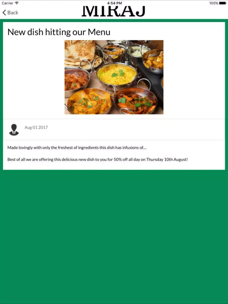 Miraj Restaurant iPad 应用截图