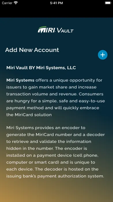 Screenshot di MiriVault