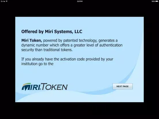Tangkapan layar Miri-Token Vault iPad 