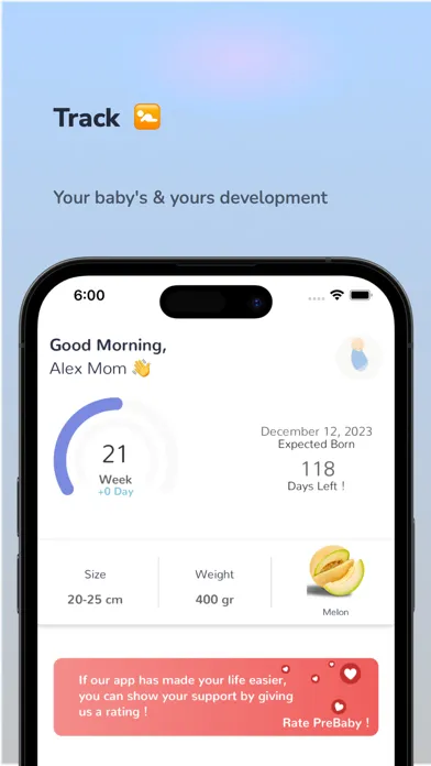 Ảnh chụp màn hình của Pregnancy Tracker PreBaby