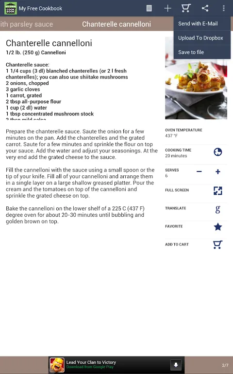 Captures d'écran de My Free Cookbook