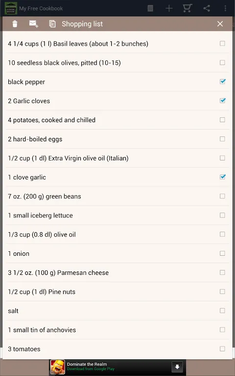 Captures d'écran de My Free Cookbook