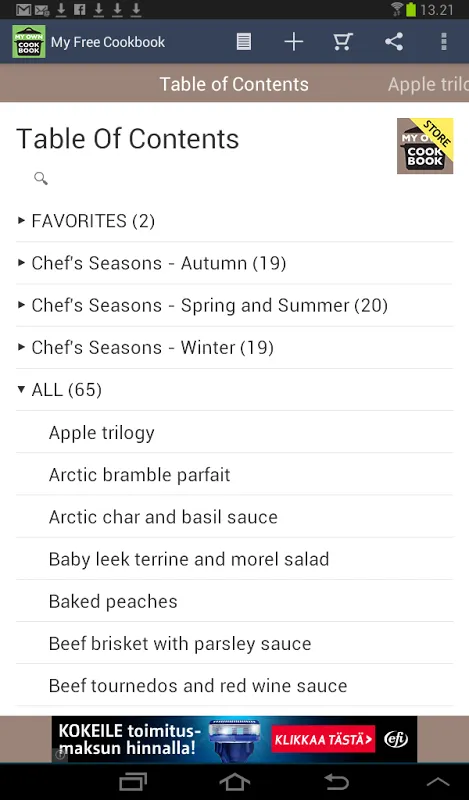 Captures d'écran de My Free Cookbook