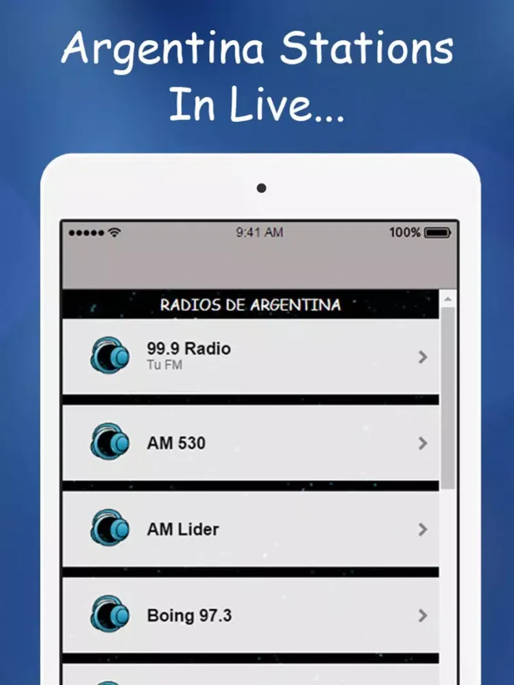 Capturas de tela do ´Argentina Radios Free: Live Stations. iPad 