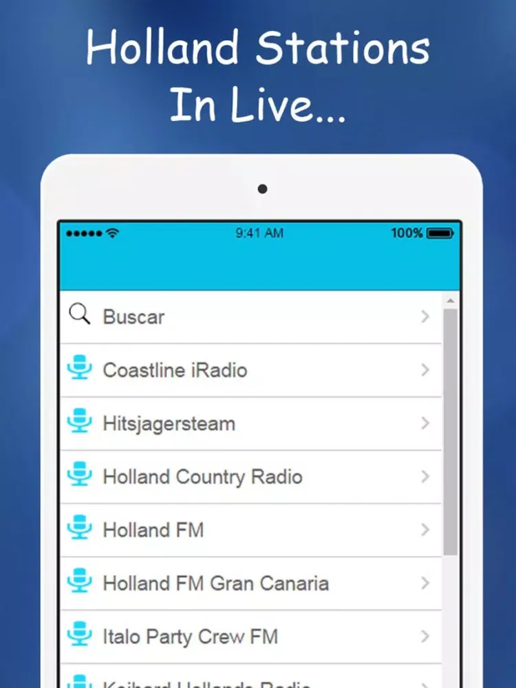 Ảnh chụp màn hình của `Holland Radios Stations. iPad 