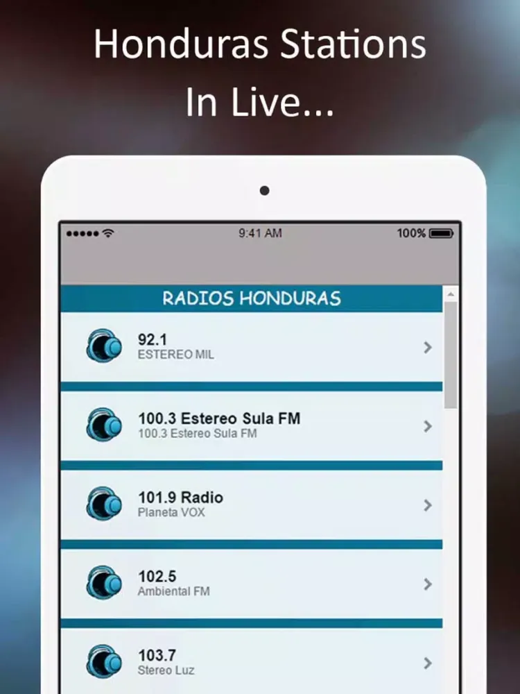 ภาพหน้าจอของ ´Honduras Stations: Music, Entertainment and AM . iPad 