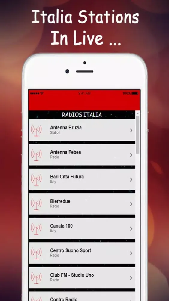 Ảnh chụp màn hình của A + Italian Free Radios:Stations AM.