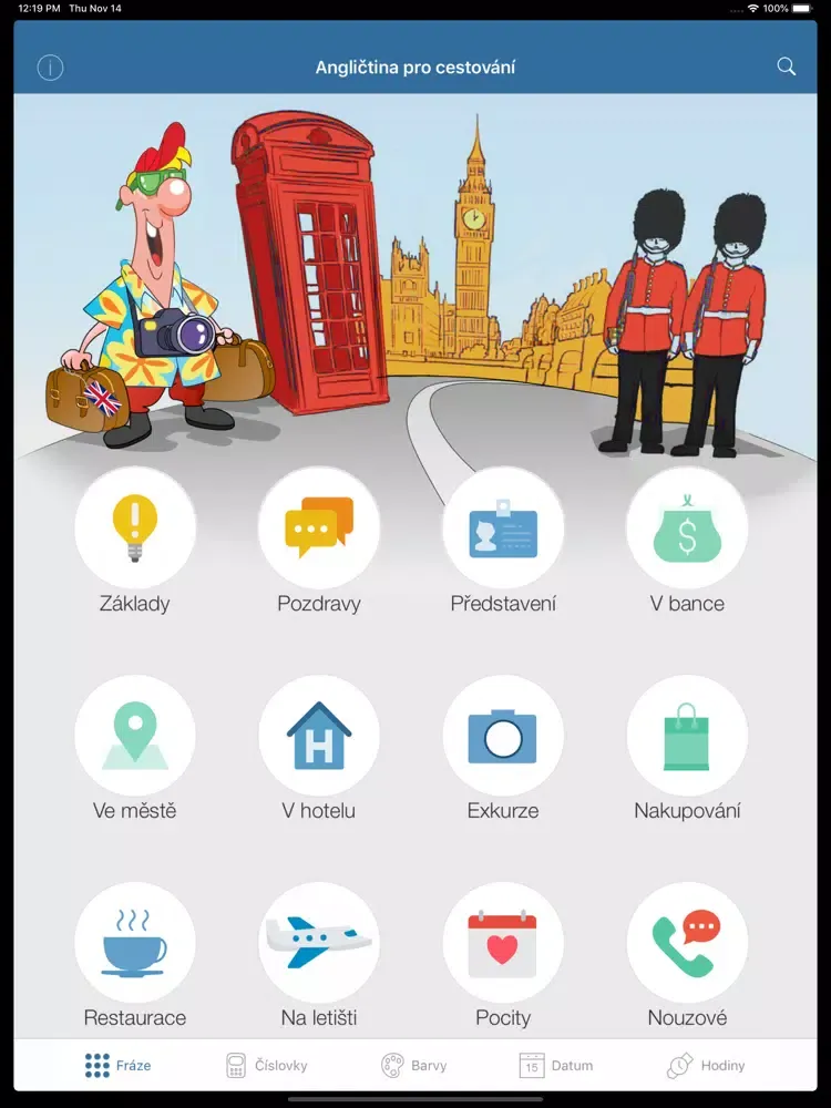 Tangkapan skrin Angličtina pro cestování iPad 