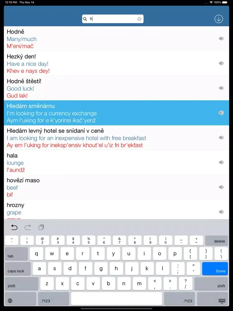 Tangkapan skrin Angličtina pro cestování iPad 