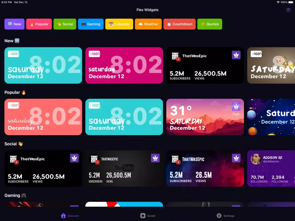 Flex Widgets - Custom Widgets iPad Screenshots