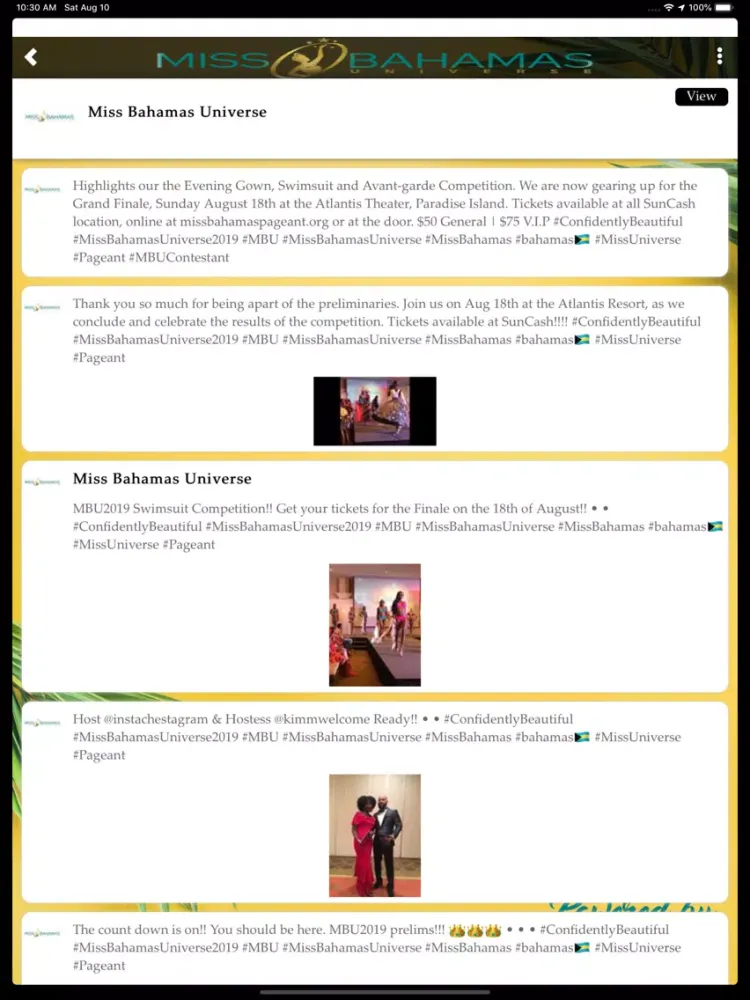 Ảnh chụp màn hình của Miss Bahamas Universe iPad 