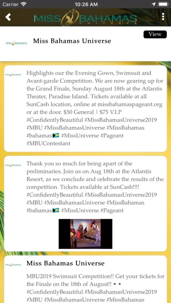 Ảnh chụp màn hình của Miss Bahamas Universe