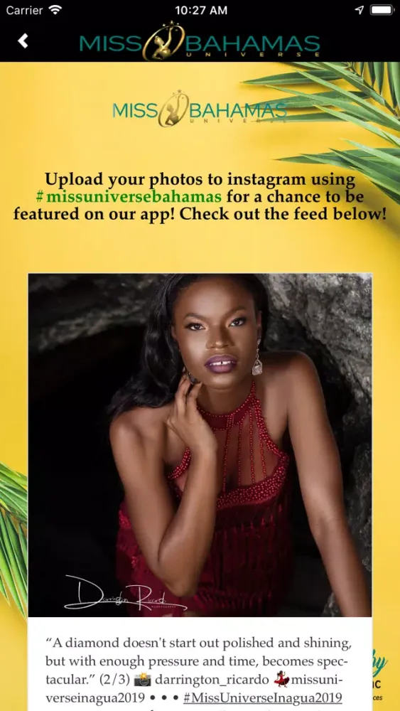 Ảnh chụp màn hình của Miss Bahamas Universe
