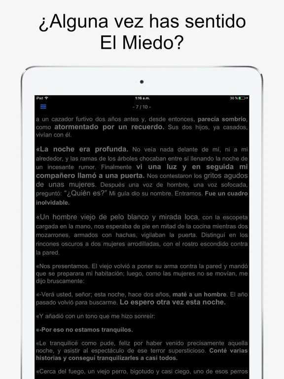 Tangkapan skrin Audiolibro: El miedo iPad 