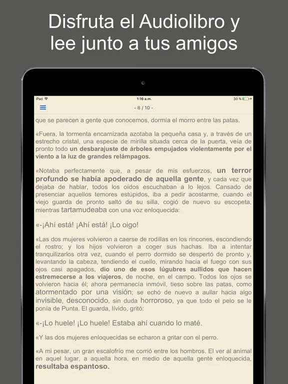 Tangkapan skrin Audiolibro: El miedo iPad 