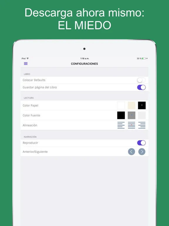 Tangkapan skrin Audiolibro: El miedo iPad 