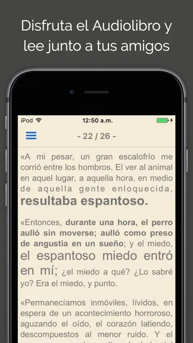 Tangkapan skrin Audiolibro: El miedo