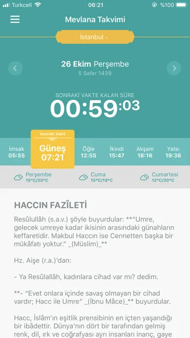 Screenshot di Namaz Vakti Mevlana Takvimi