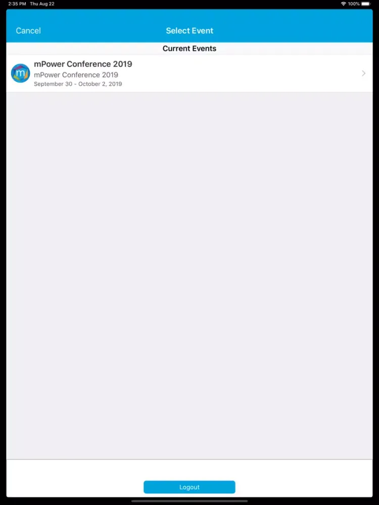 Capturas de pantalla de 2019 mPower Conference iPad 