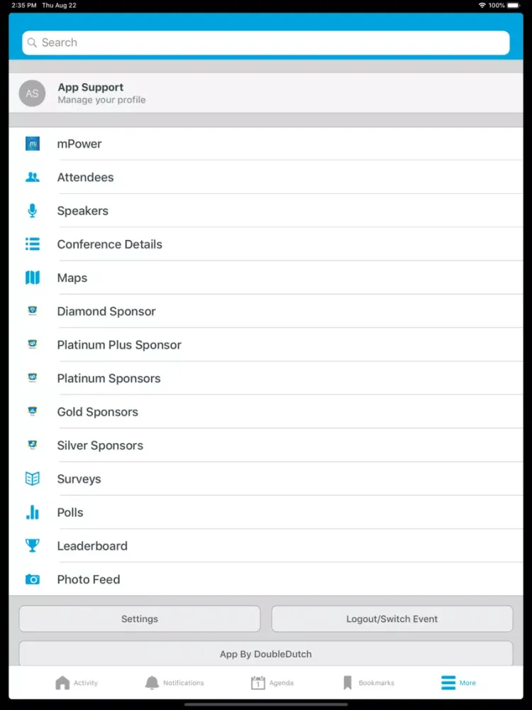 Capturas de pantalla de 2019 mPower Conference iPad 
