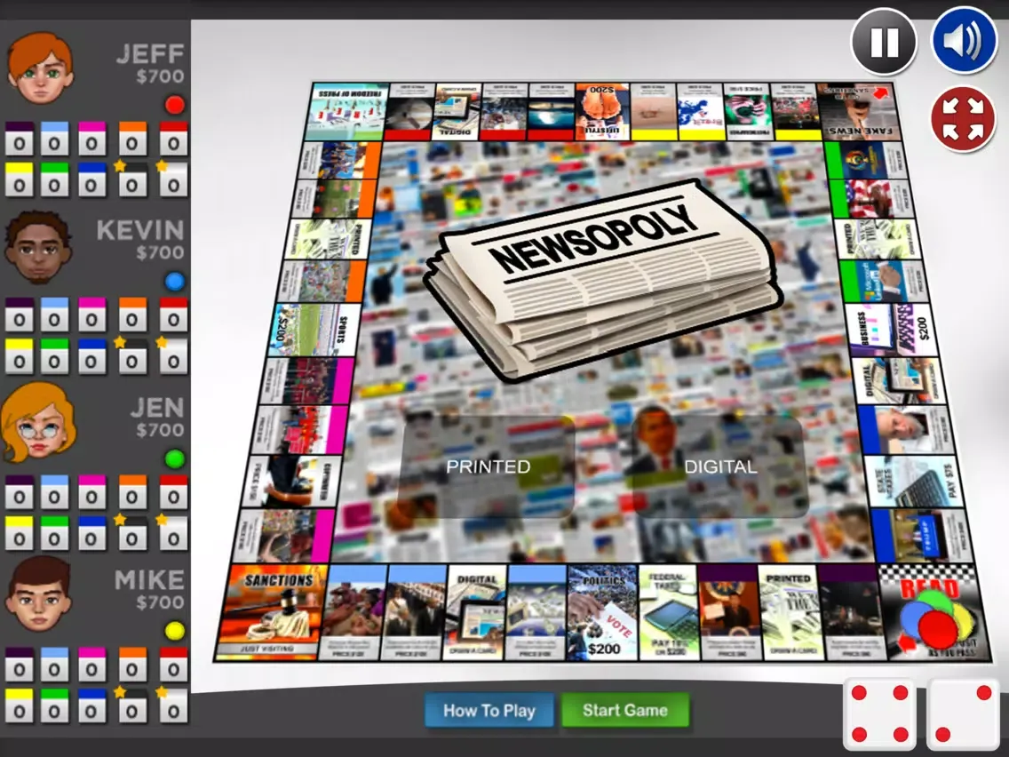 Capturas de tela do Newsopoly iPad 