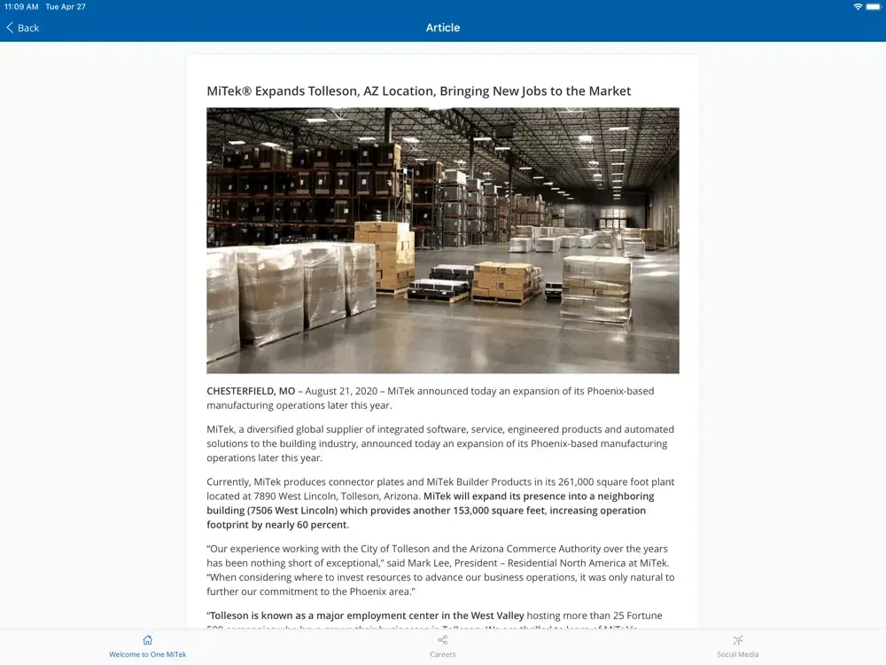 Zrzuty ekranu One MiTek iPad 