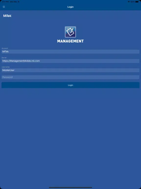 MiTek® Management iPad  Ekran Görüntüleri