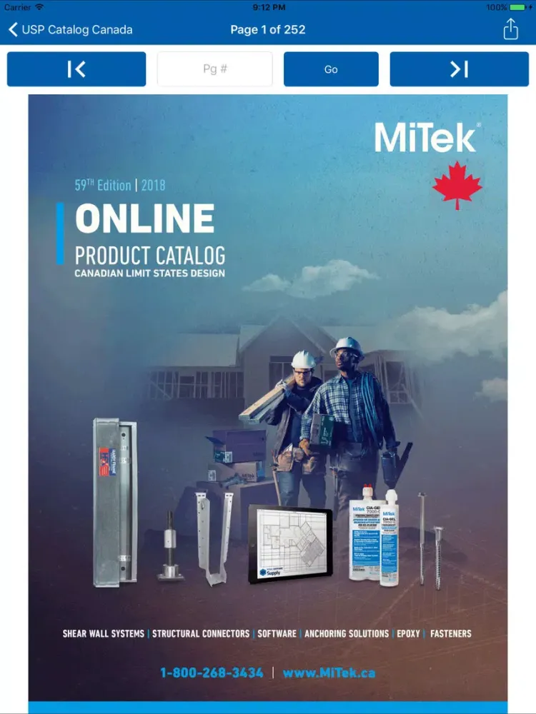 Zrzuty ekranu MiTek USP Canada Catalog iPad 