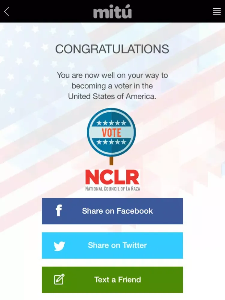 Ảnh chụp màn hình của Latinos Vote iPad 