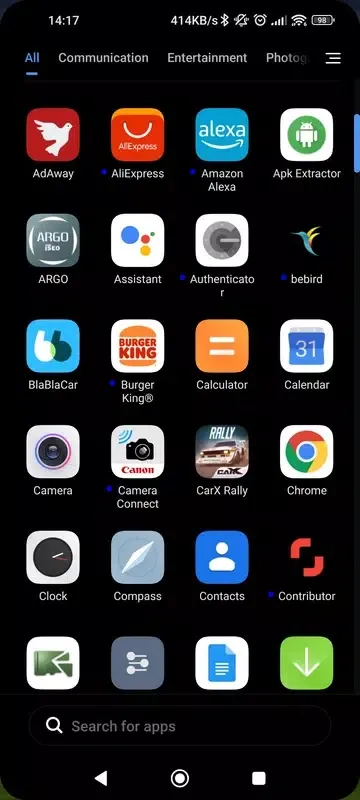 Ảnh chụp màn hình của System launcher