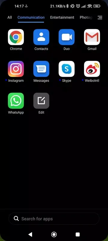 Ảnh chụp màn hình của System launcher