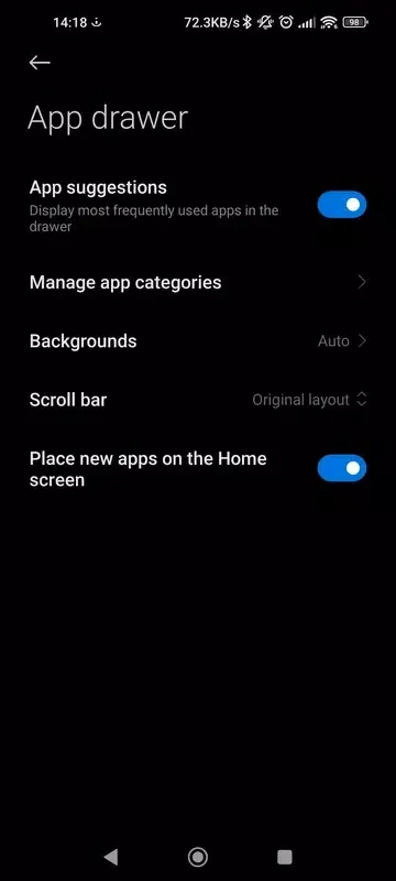 Ảnh chụp màn hình của System launcher