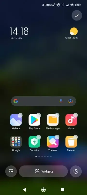 Ảnh chụp màn hình của System launcher