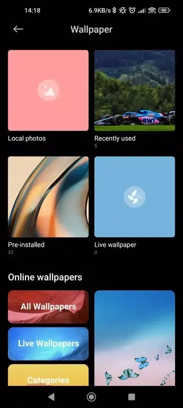 Ảnh chụp màn hình của System launcher