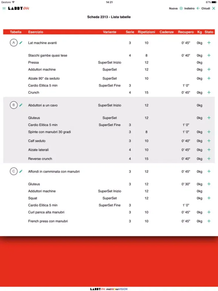 Ảnh chụp màn hình của GymItaly PT LabbyGym iPad 
