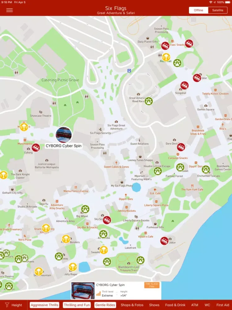 Offline Guide: Six Flags iPad  Screenshots