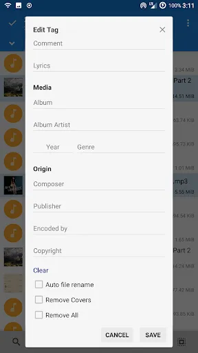 Capturas de tela do MiX Tagger - Tag Editor Add-on
