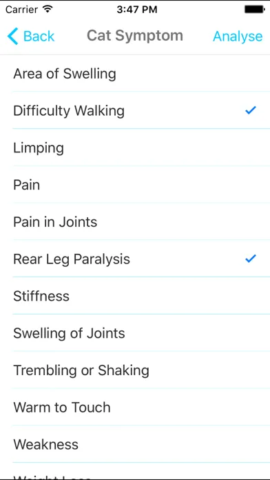 Capturas de pantalla de Cat Symptom Checker