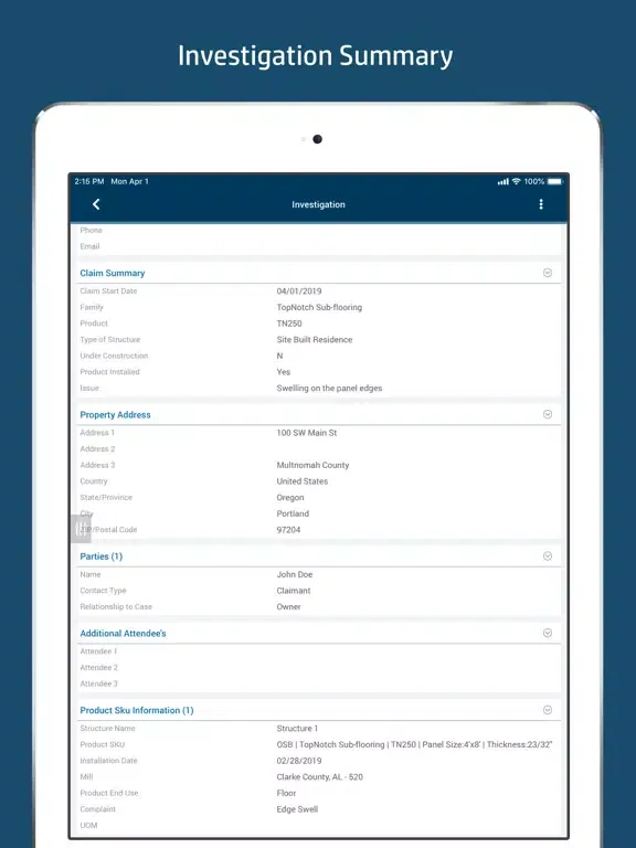 LP Property Inspection iPad  স্ক্রিনশট