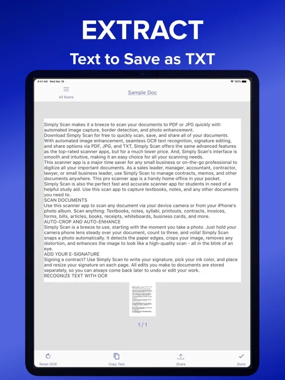 Capturas de tela do Simply Scan Scanner PDF Editor iPad 