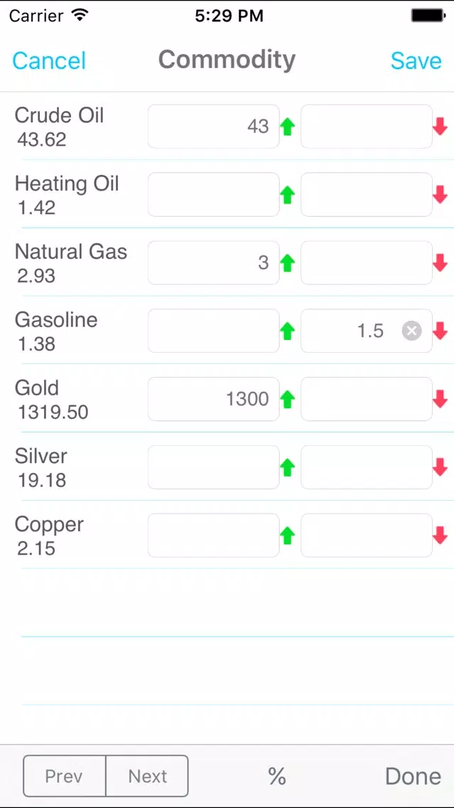 Commodity Price Alert Ekran Görüntüleri