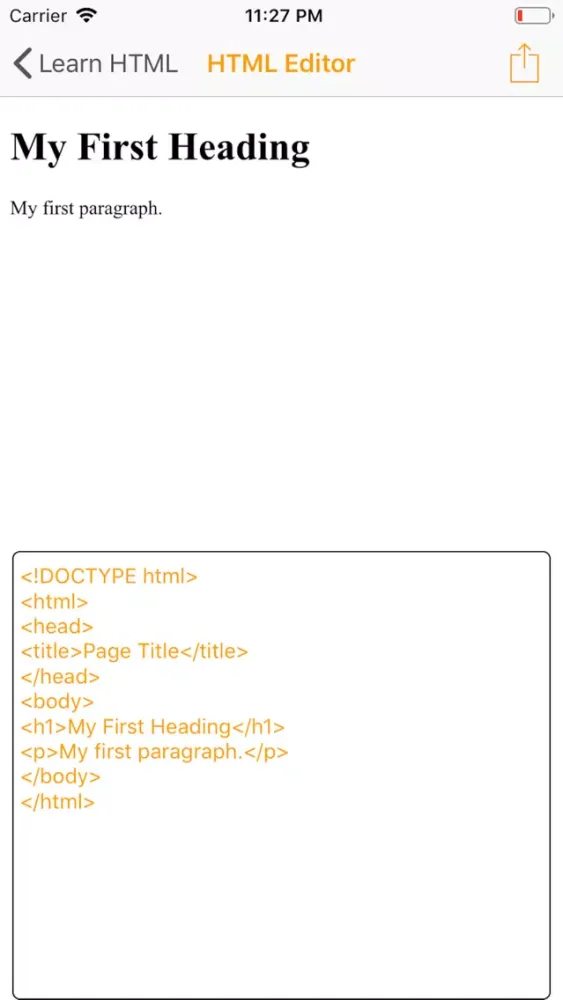 Basic Html Learning Ekran Görüntüleri