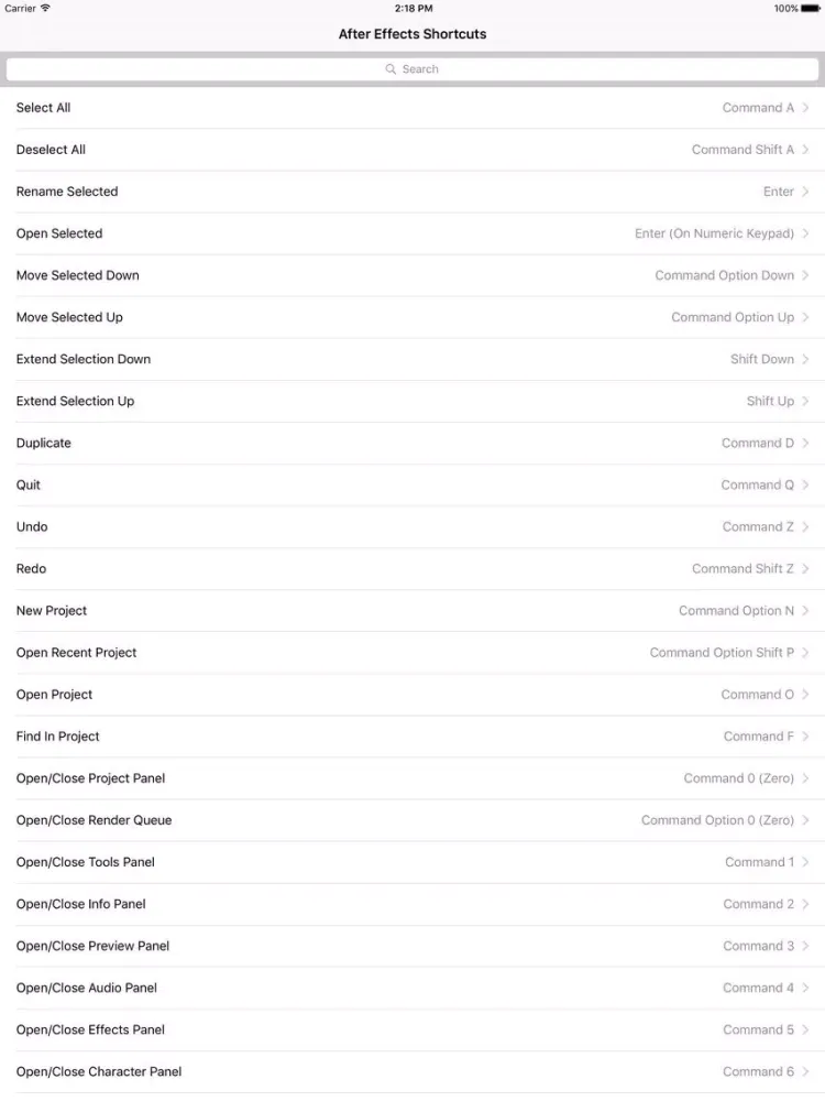 Captures d'écran de Shortcut: After Effects Edition iPad 