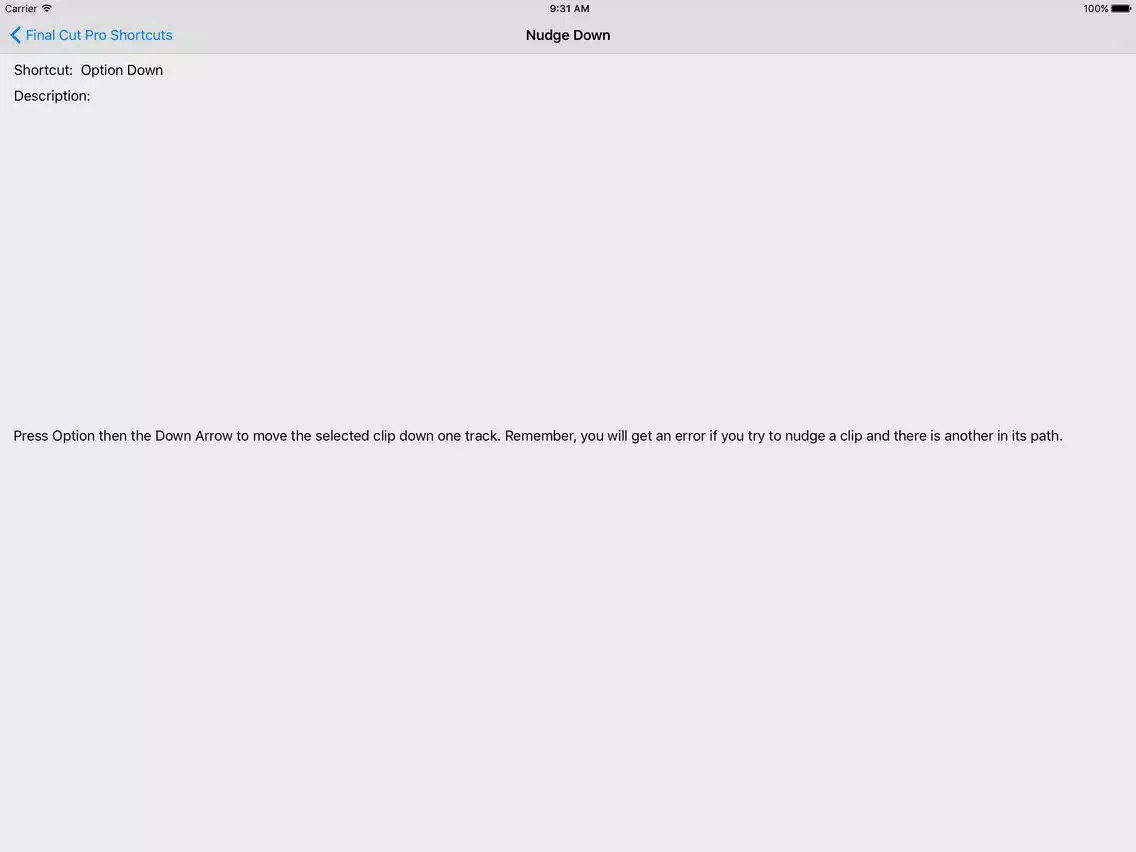 Screenshot di Shortcut: Final Cut Edition iPad 