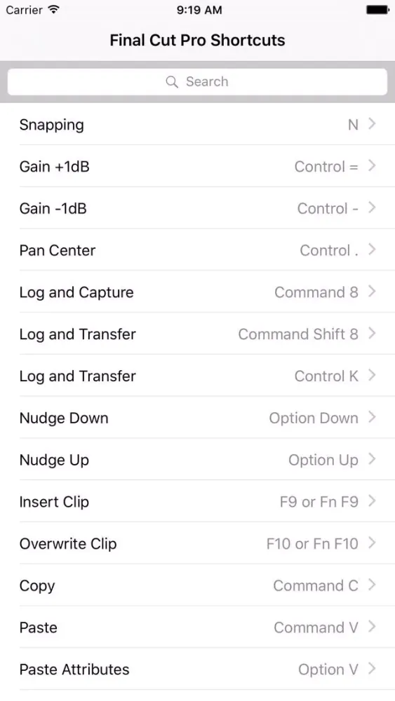 Screenshot di Shortcut: Final Cut Edition
