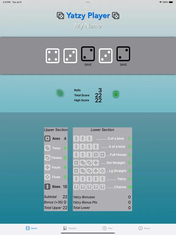 Yatzy Player iPad  স্ক্রিনশট